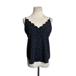 E & M black polka dots sleeveless cami blouse size small